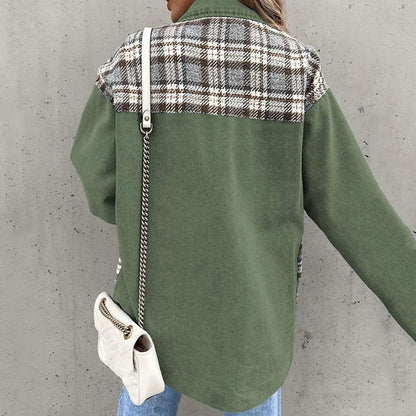 Veste à carreaux chic avec col classique pour femme
