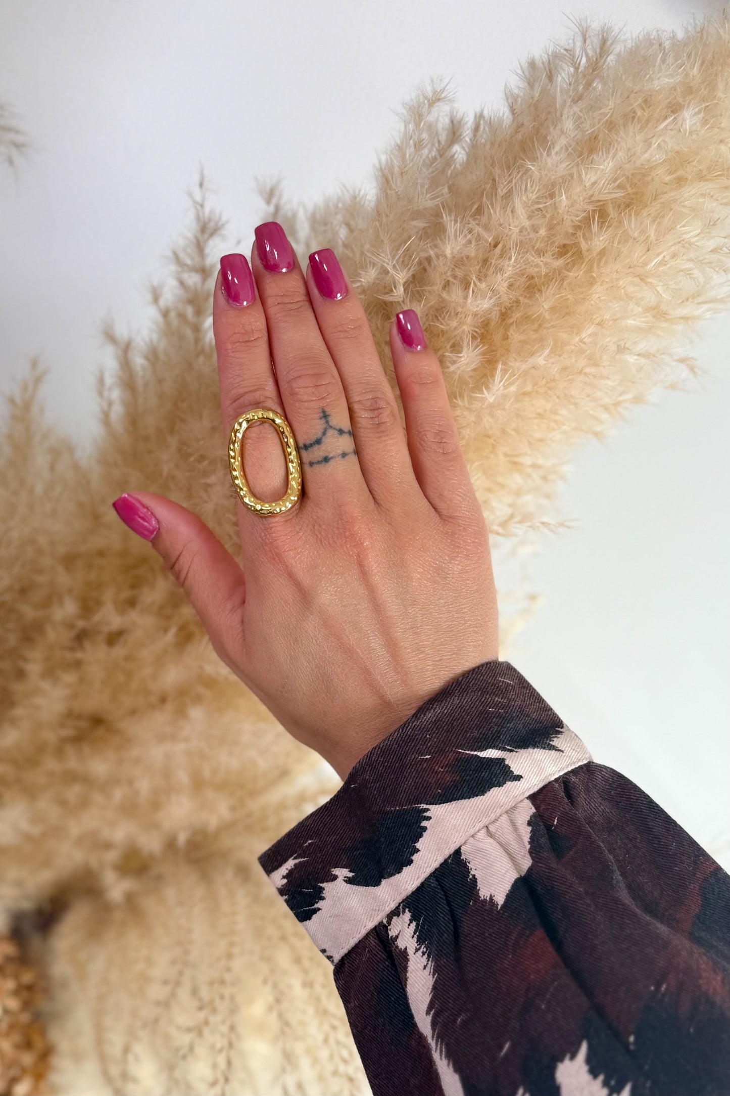 Bague Ovale Martelé Doré