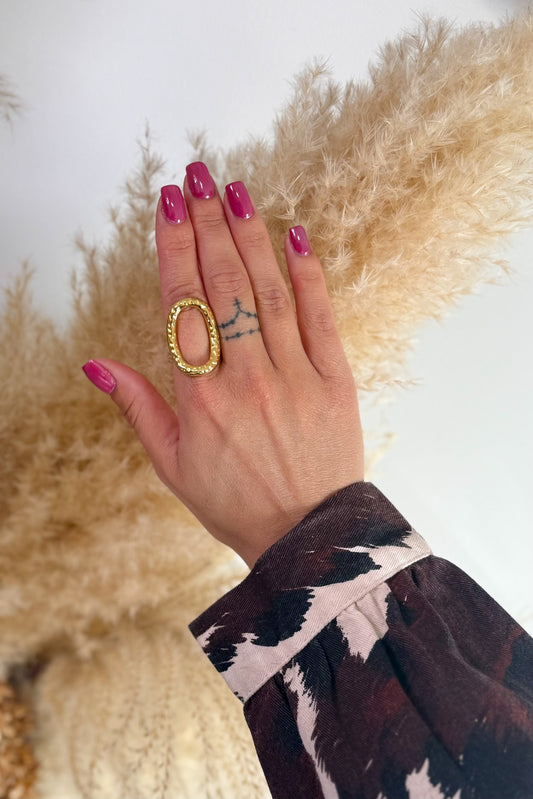 Bague Ovale Martelé Doré
