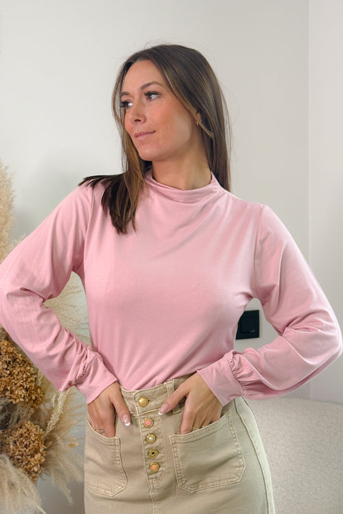 Sous Pull Hazel Col Montant Rose