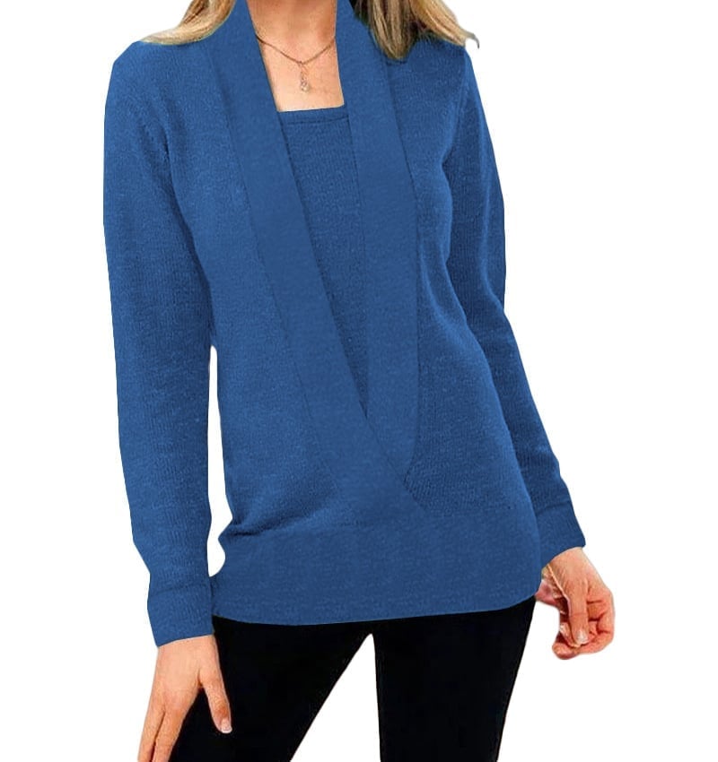 NOUVEAU Pull court tricoté de couleur unie pour femme