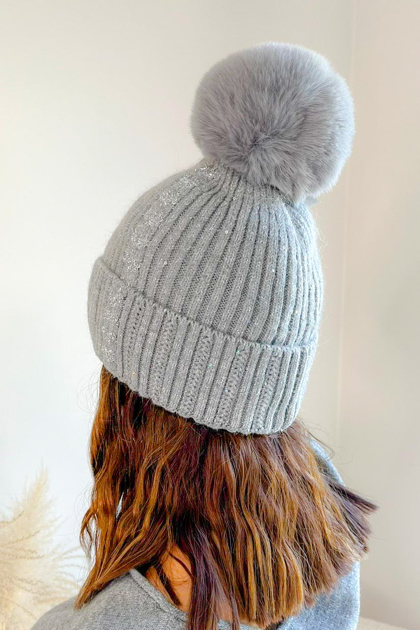 Bonnet à pompon Torka Gris