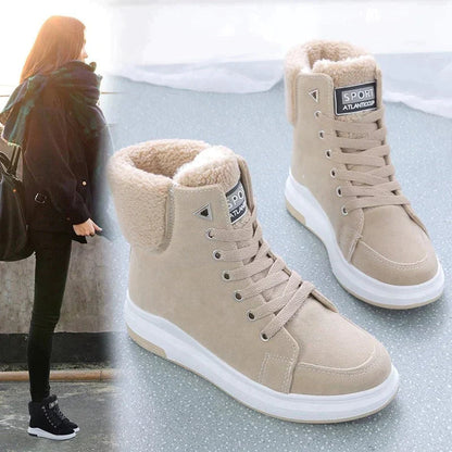 Bottes d'hiver douillettes doublées de fourrure pour femmes