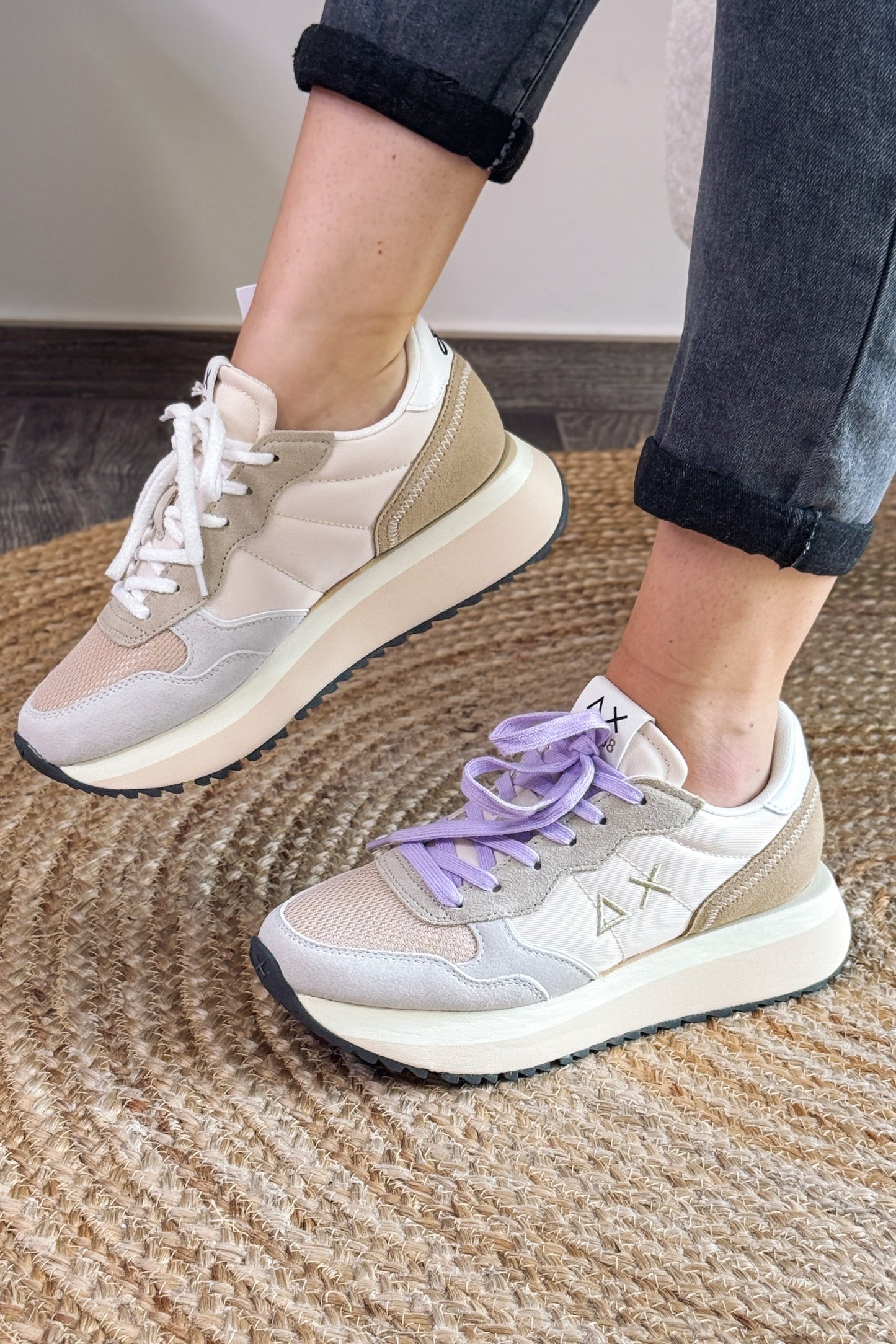 Baskets Compensée Sun68 Blanc / Beige