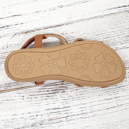 Sandales Plates Femme Confortables En Cuir Perlé