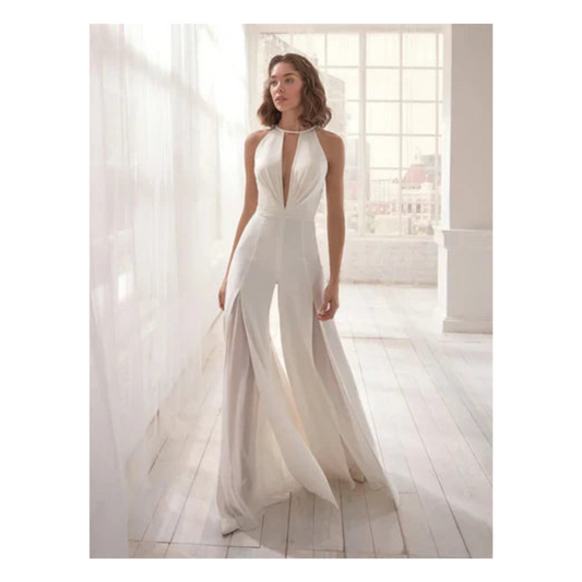 Combinaison Femme Chic Évasée Dos Nu à Col V