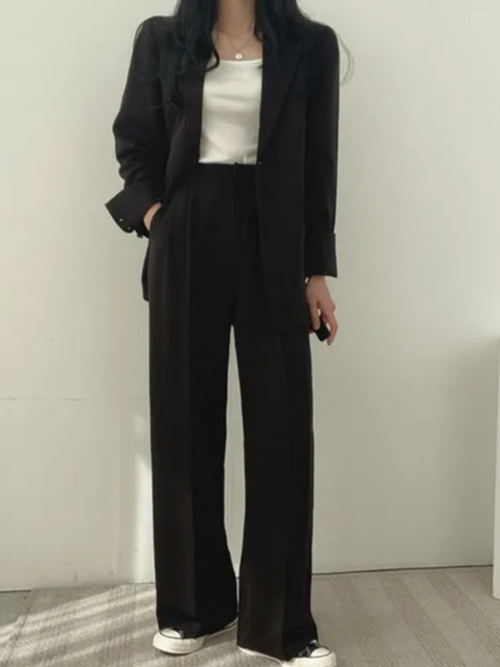 Ensemble Blazer et Pantalon Ajusté Sophistiqué pour Femme