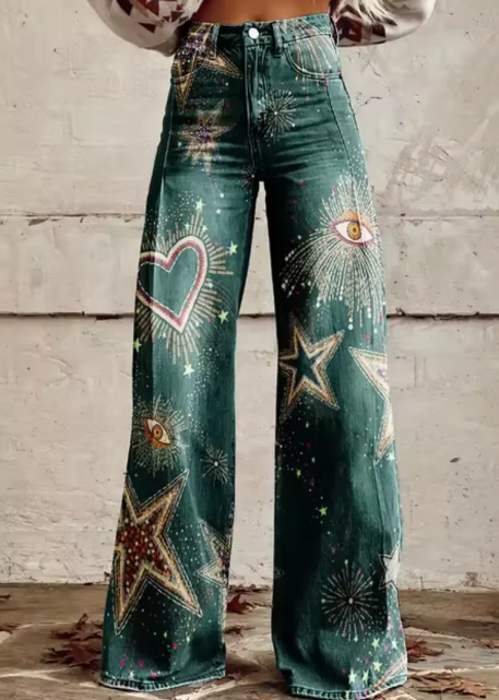 Pantalon large avec imprimé coloré
