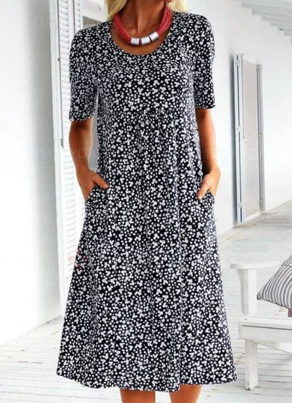 Robe florale à col rond