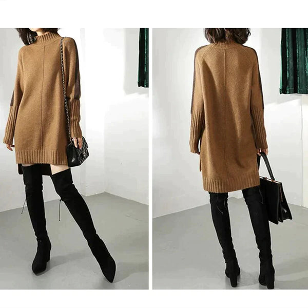 Robe pull col roulé en maille confortable