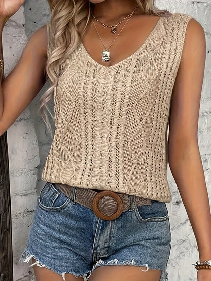 Top Sans Manches En Maille Avec Décolleté En V