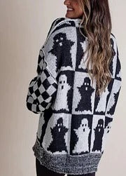 Pull en tricot à carreaux d'Halloween