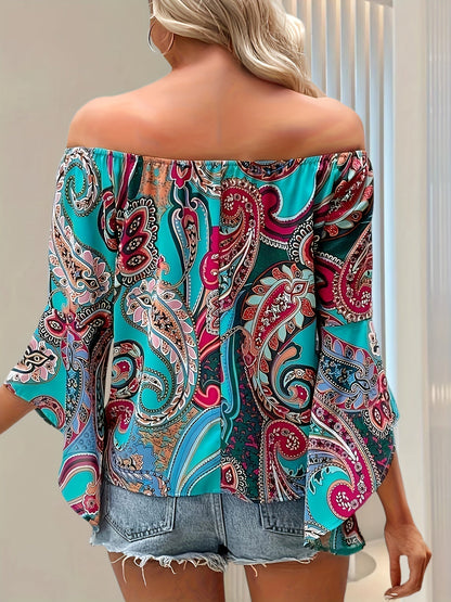 Océane Dubois® | Motif floral décontracté avec pull à épaules