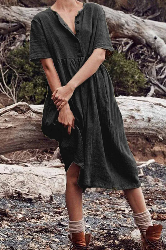 Robe patchwork décontractée avec encolure en O et ligne A