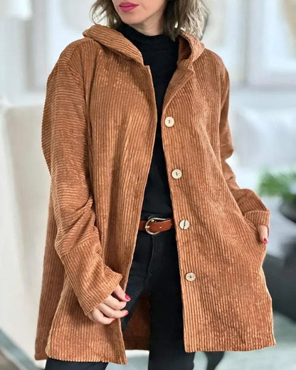 Veste à capuche décontractée en velours