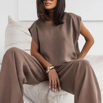 Ensemble chic deux pièces t-shirt et pantalon large