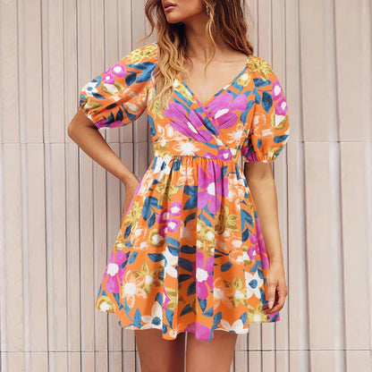 Pauline Laurent® | Robe imprimée fleurs col V