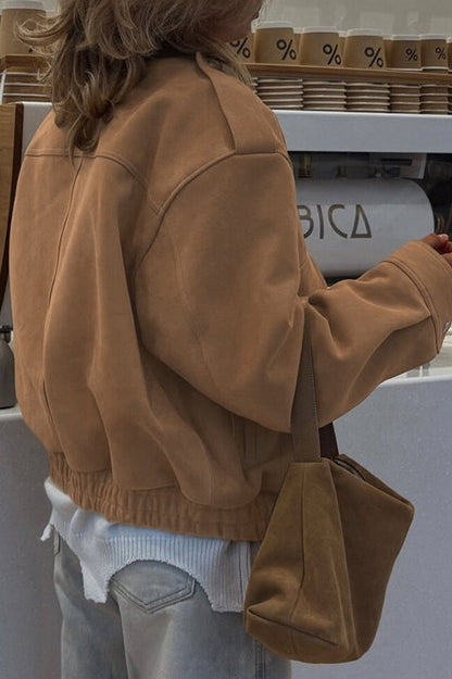 Veste décontractée à fermeture éclair, manches longues et coupe ample