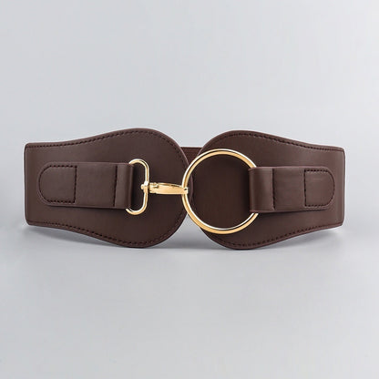 Ceinture large en cuir PU, simple et tendance