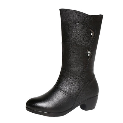 Catheriel™ - Bottines pour femmes jusqu'à mi-mollet avec plateforme et talon épais