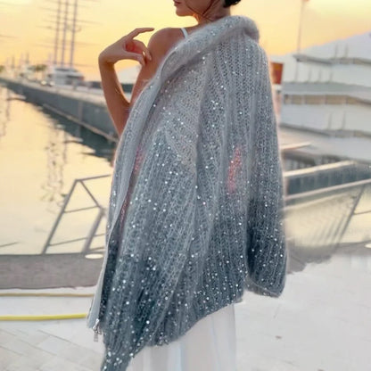 Cardigan en tricot scintillant avec sequins pailletés