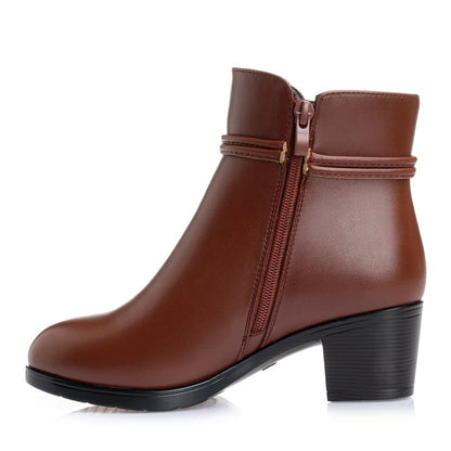 Bottes élégantes montantes doublées en polaire avec fermeture éclair latérale