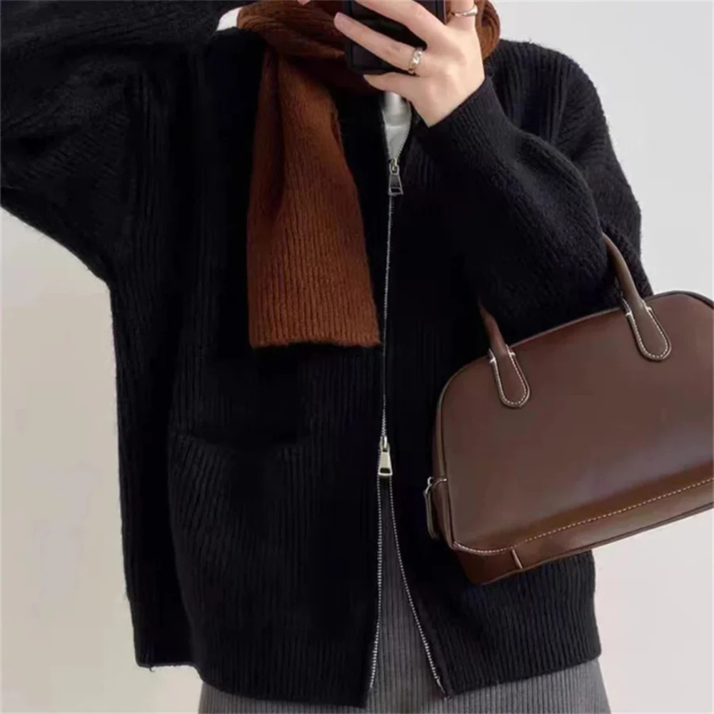 Cardigan élégant zippé pour femmes grande taille confortable