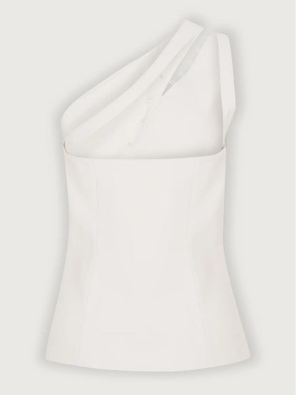 Chic top à une épaule avec détail de boutons