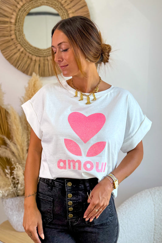 T-Shirt " Amour" Rose