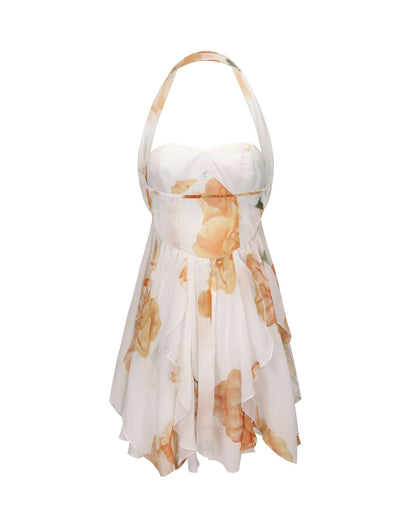 Robe à col licou fleurie