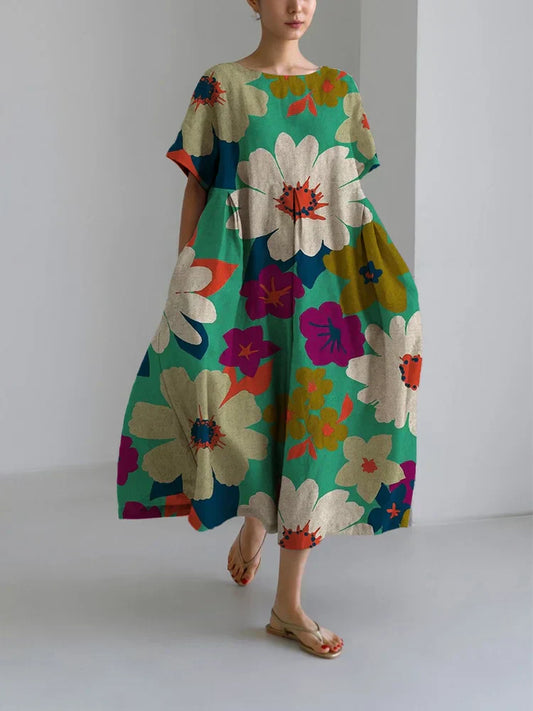 Vittoria | Robe midi à fleurs au design audacieux et au confort léger, idéale pour des journées dynamiques