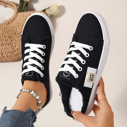 Cyrelia™ - Chaussures en toile lacées plates tendance et confortables qui vont avec tout