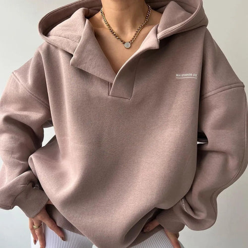 Sweat à capuche décontracté à coupe droite pour femmes