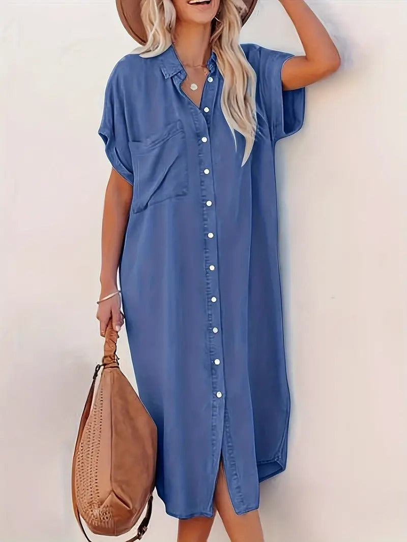 Béatrice - Chemise Robe avec Poches