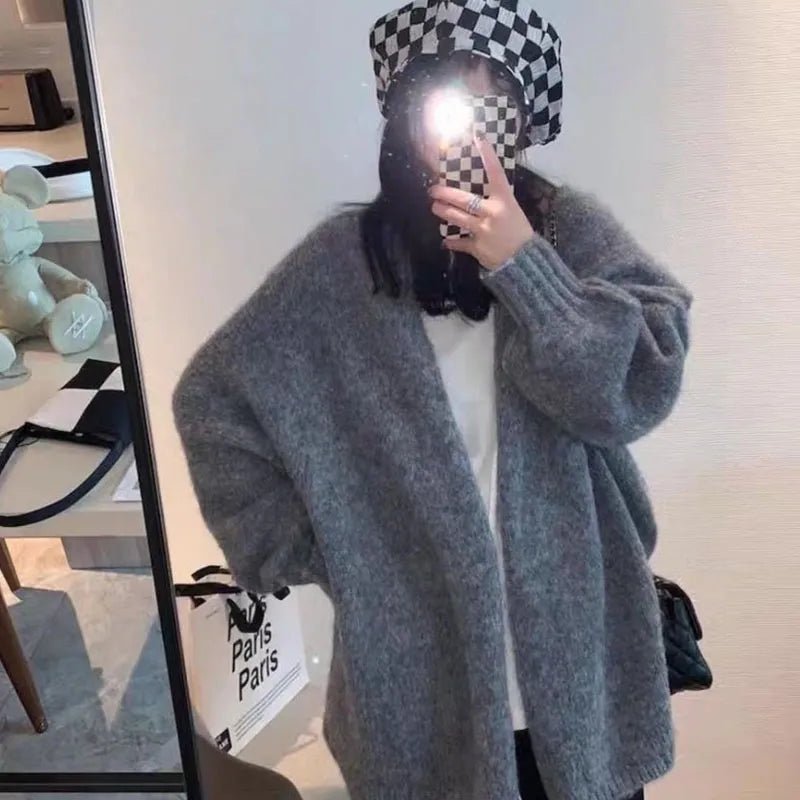 Cardigan en maille surdimensionné confortable avec fermeture à boutons