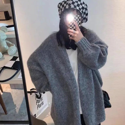 Cardigan en maille surdimensionné confortable avec fermeture à boutons