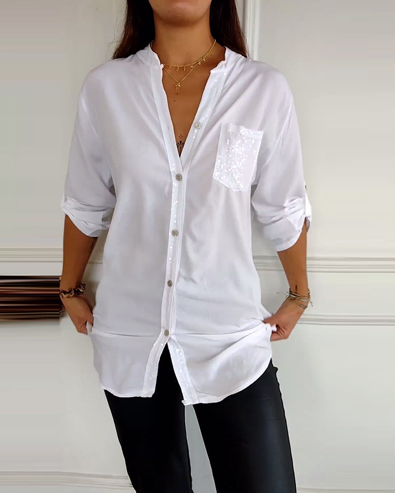 Chemise Décontracté En Paillettes