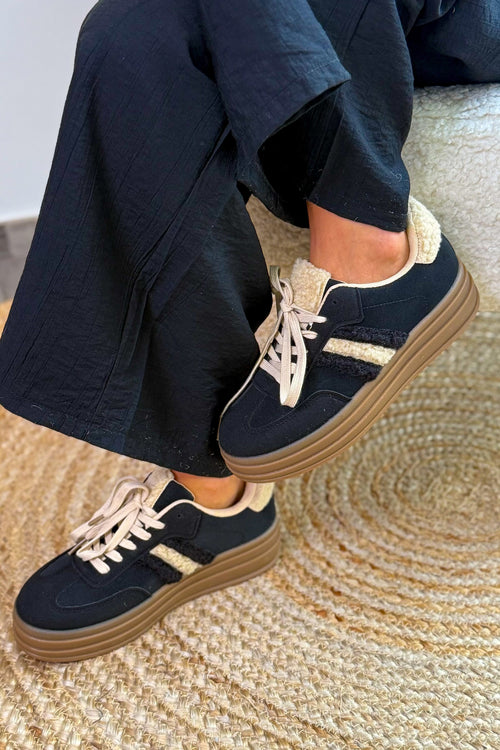 Basket Addax Noir Avec Teddy Beige