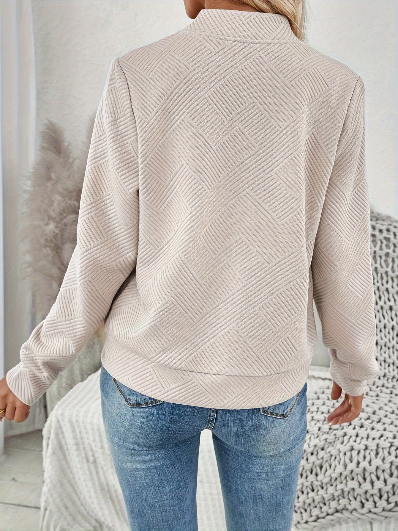 Veste zippée texturée pour femme, superposition décontractée et élégante