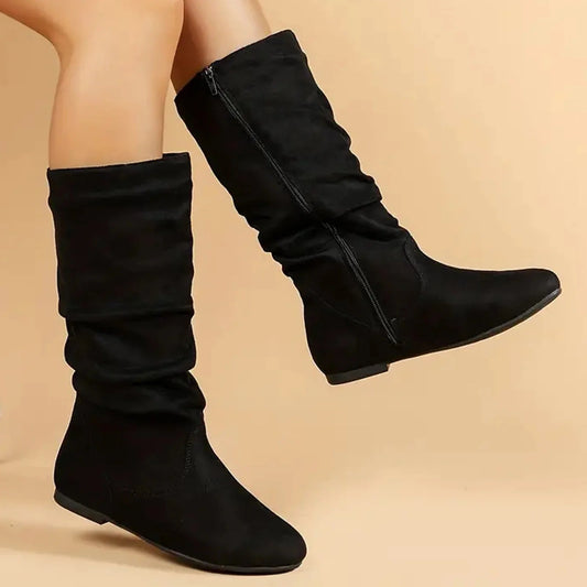 Bottes plates chics à tige haute