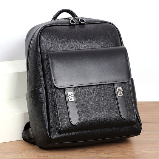 Sac à dos en cuir grainé noir