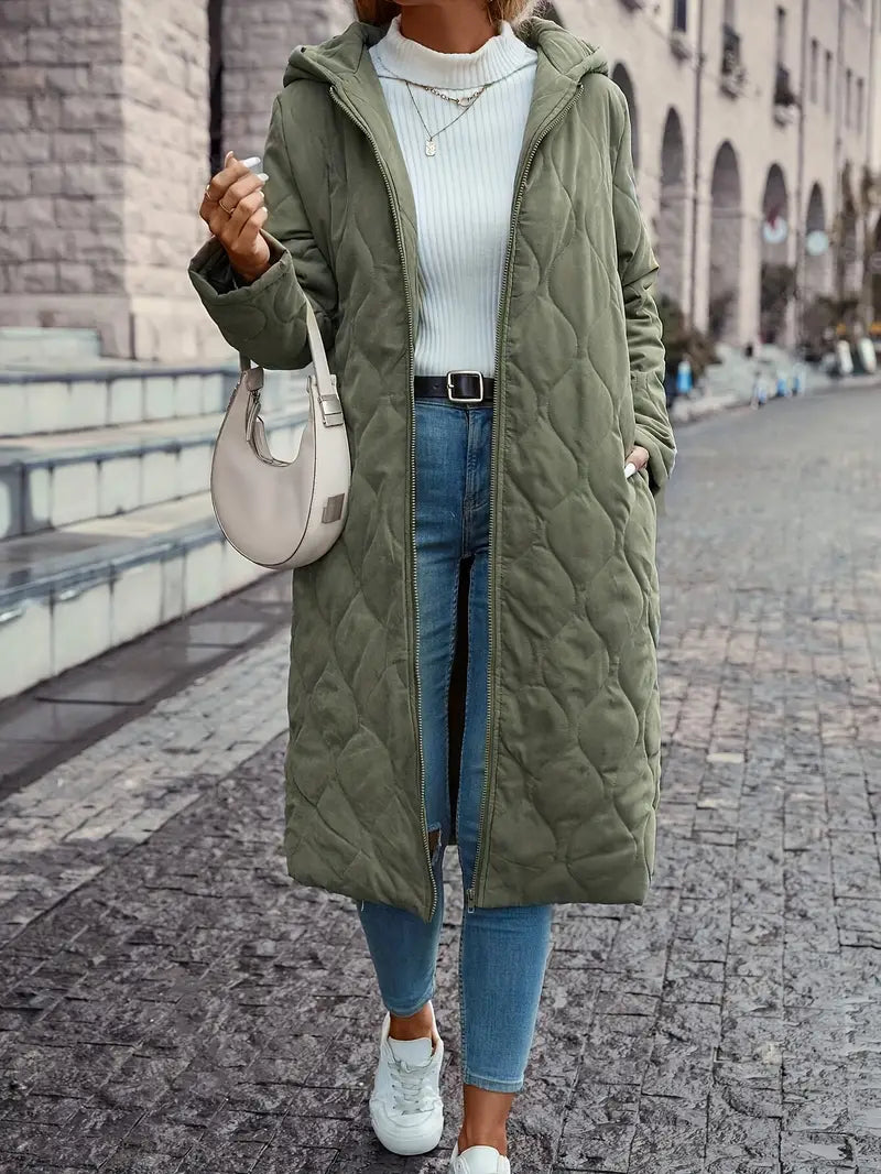 Manteau matelassé en coton douillet à capuche avec manches longues