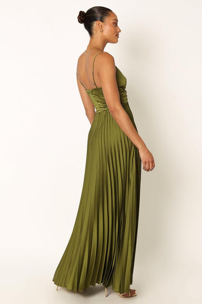 Robe mi-longue plissée élégante pour événements formels