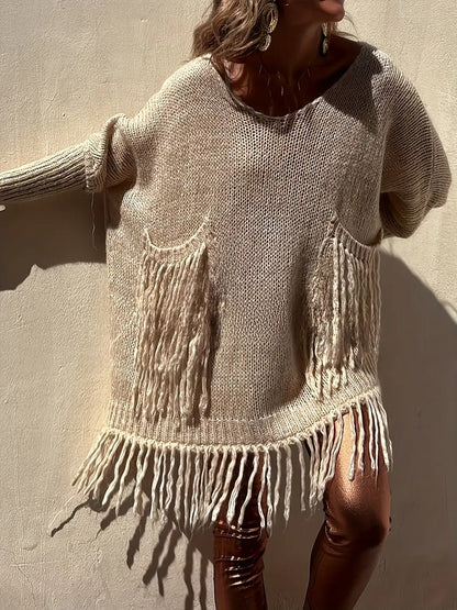Robe pull à franges boho vintage