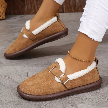 Ballerines confortables doublées en polaire avec bride à boucle