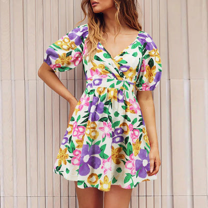 Pauline Laurent® | Robe imprimée fleurs col V