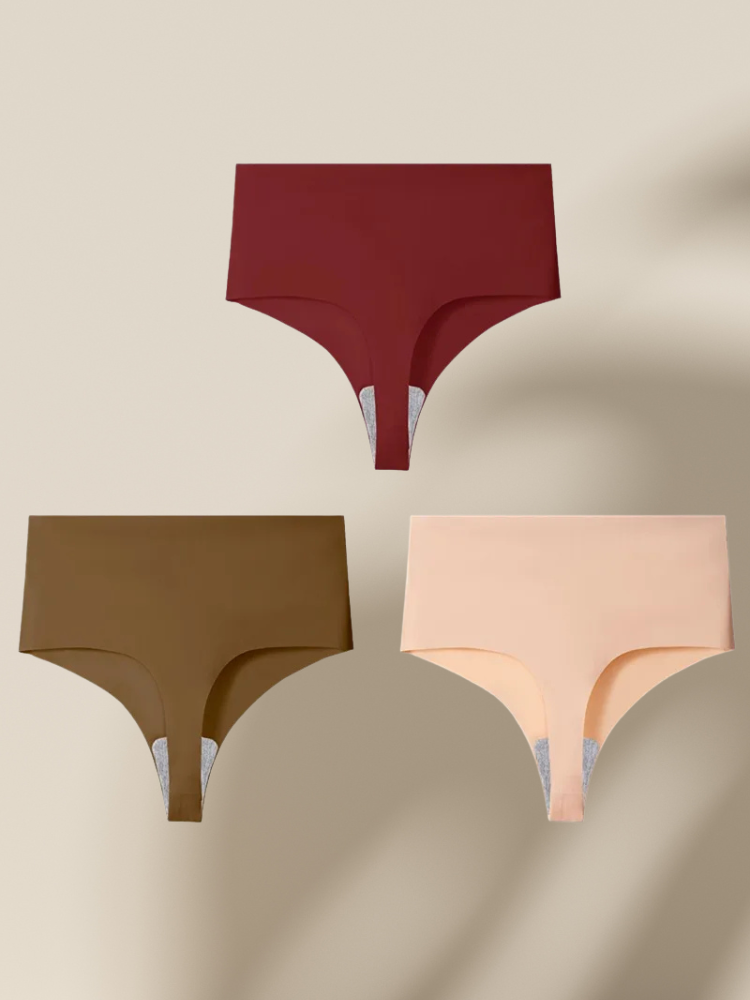 Lot de 3 Strings Sans Couture Taille Haute