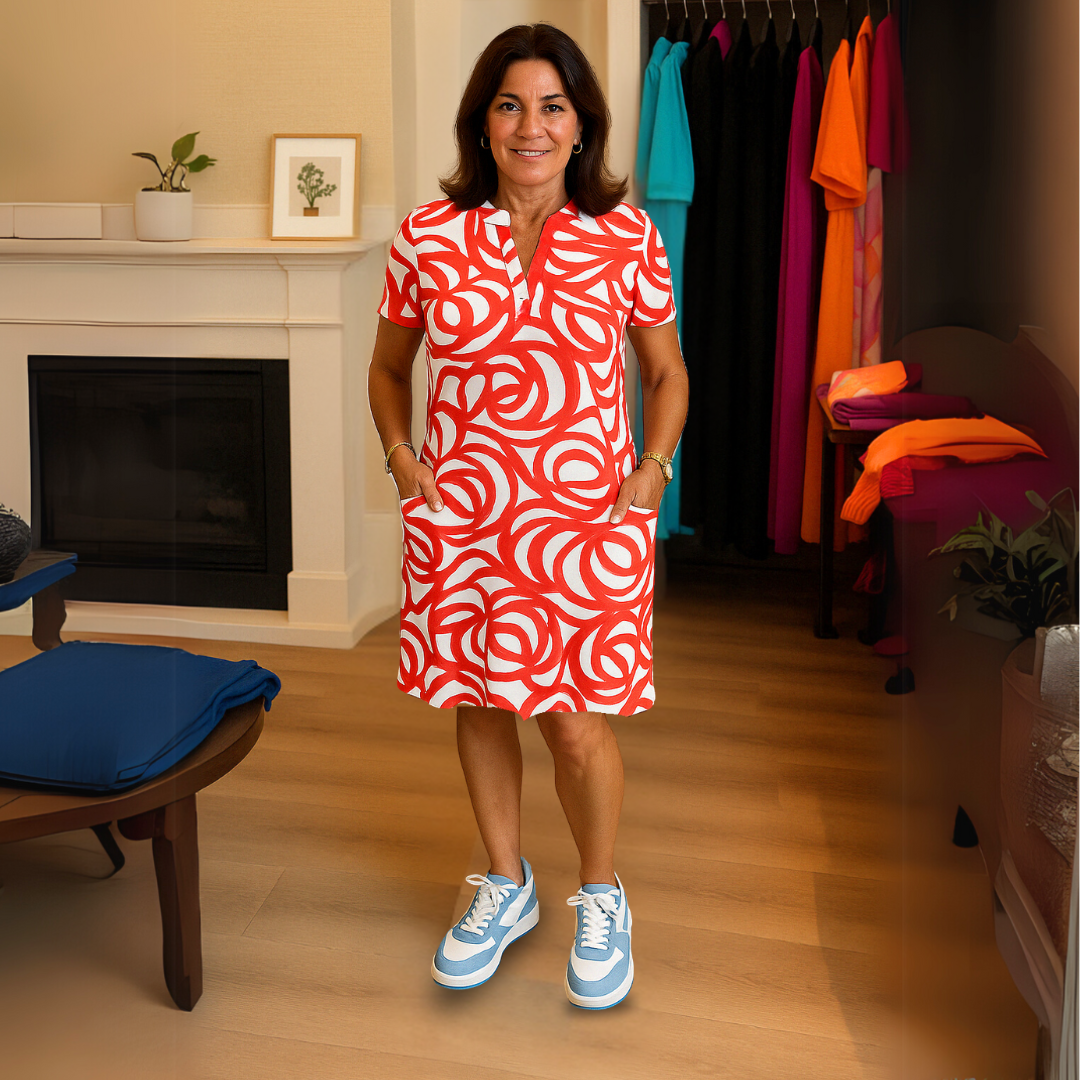 Monique™ | Robe imprimée avec décolleté en V