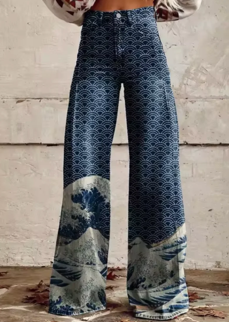 Pantalon large avec imprimé coloré