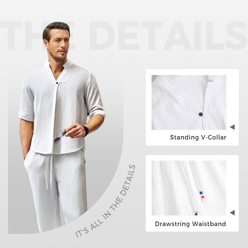 Victor™ - Ensemble deux pièces en coton pour hommes : haut et pantalon